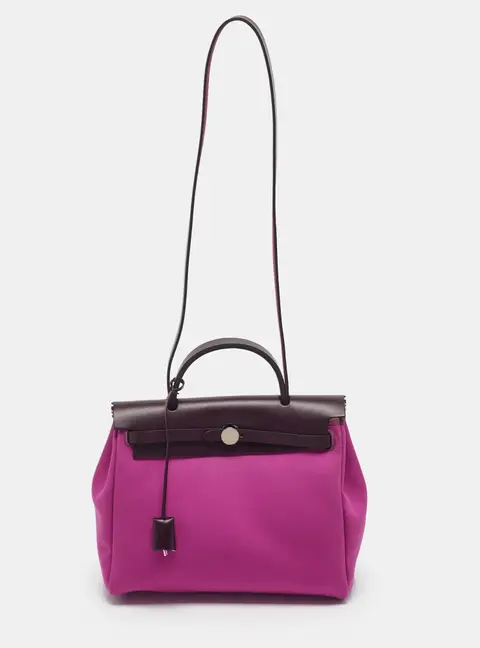 Herm&egrave;s Herbag Zip 31 Rose Pourpre/Dune/Rouge Sellier Toile and Vache Hunter Top Handle Bag
