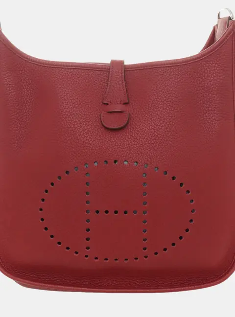 Hermes Evelyne PM Red Taurillon Clemence Leather Shoulder Bag