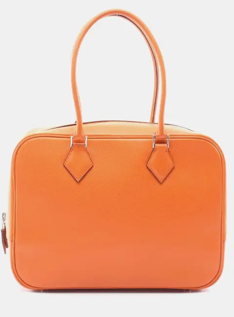 Hermes Plume 28 Orange Veau Epsom Leather Top Handle Bag