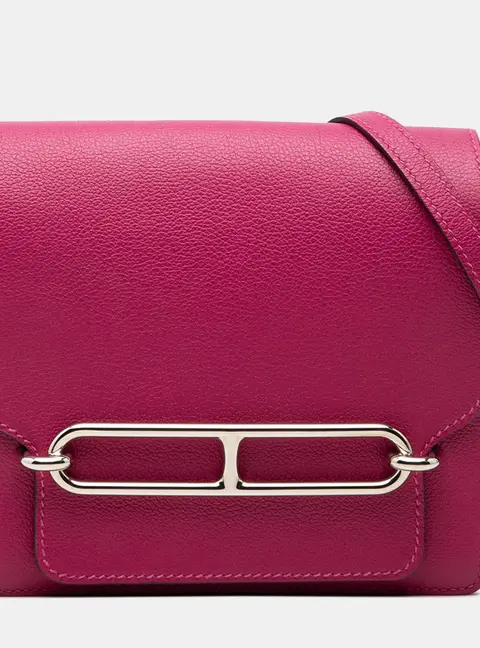 Hermes Mini Sac Roulis 18 Rose Pourpre Evercolor Leather Shoulder Bag