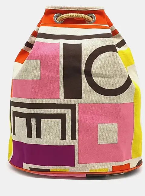 Hermes Multicolor Canvas Bucket Backpack Bag
