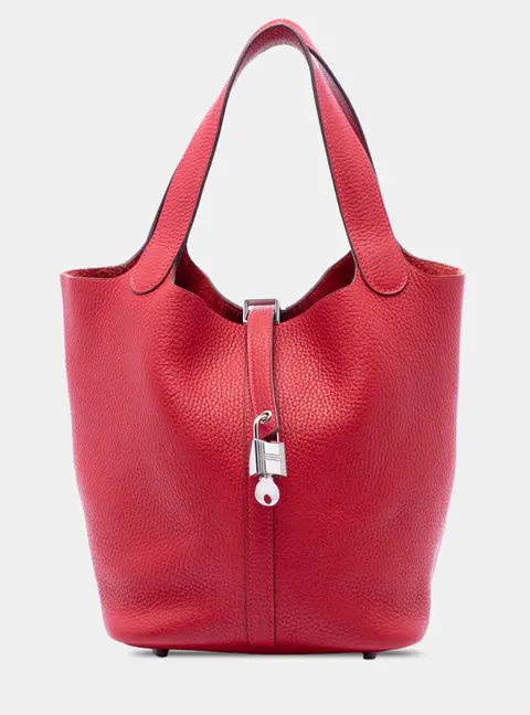 Hermes Picotin Lock 22 Red Taurillon Clemence Leather Tote Bag