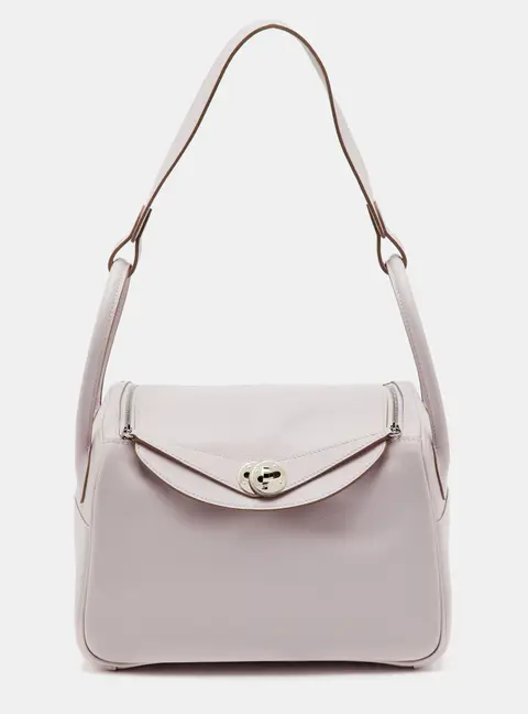 Hermes Lindy 26 Palladium Finish Mauve Pale/Nata Swift Leather Shoulder Bag