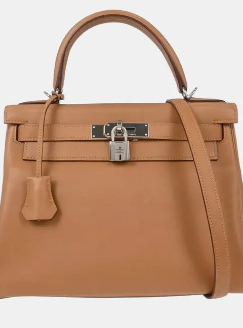 Hermes Kelly 28 Biscuit Swift Leather Retourne Top Handle Bag