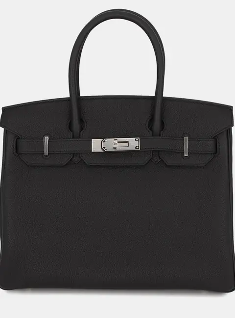 Hermes Birkin 30 Black Togo Calfskin Leather Top Handle Bag