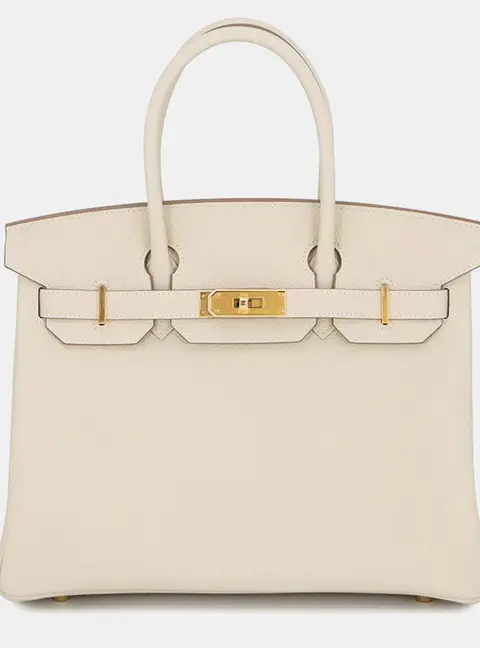 Hermes Birkin 30 Craie Togo Calfskin Leather Top Handle Bag