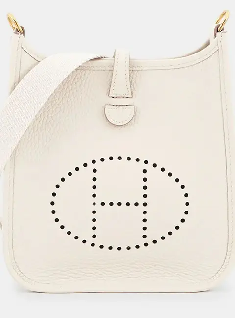 Hermes Evelyne TPM Beton Taurillon Clemence Leather Crossbody Bag