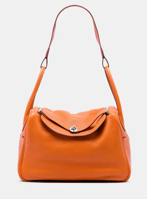 Hermes Lindy 34 Orange Clemence Leather Shoulder Bag