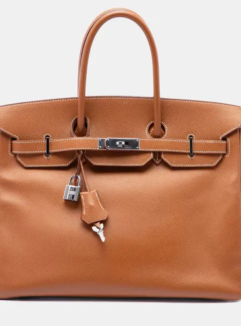 Hermes Birkin 35 Gold Epsom Palladium Hardware Top Handle Bag