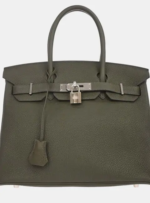 Hermes Birkin 30 Vert de Gris Togo Calfskin Leather Top Handle Bag