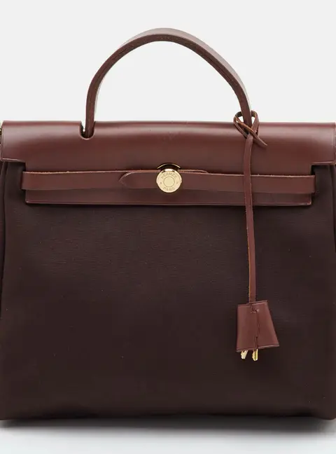 Herm&egrave;s Herbag 31 Chocolat/Terre Toile and Vache Leather Bag