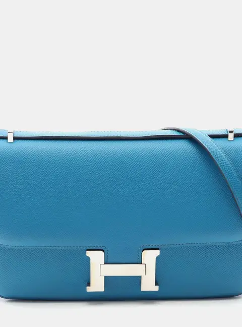 Hermes Constance Elan 25 Blue Epsom Calfskin Leather Shoulder Bag