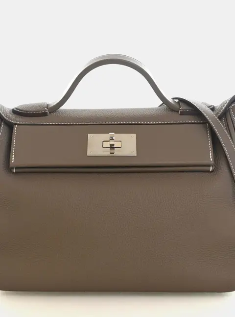 Hermes 24/24 29 Etoupe Togo Calfskin Swift Calfskin Leather Shoulder Bag