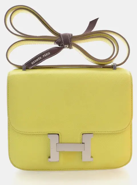 Hermes Constance 18 Lime Epsom Calfskin Leather Crossbody Bag