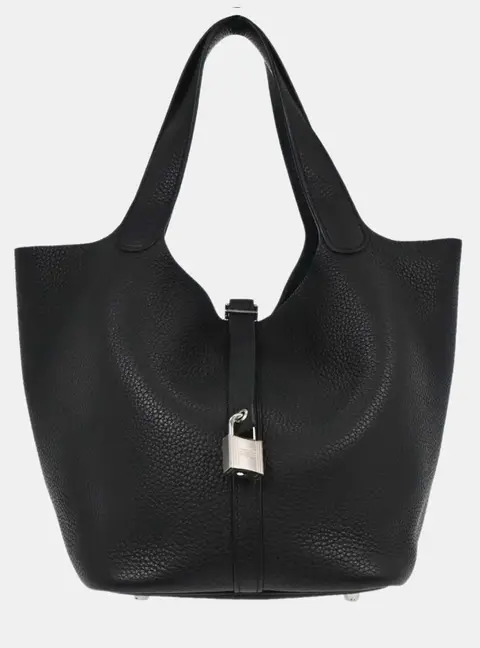 Hermes Picotin Lock 22 Black Taurillon Clemence Leather Tote Bag