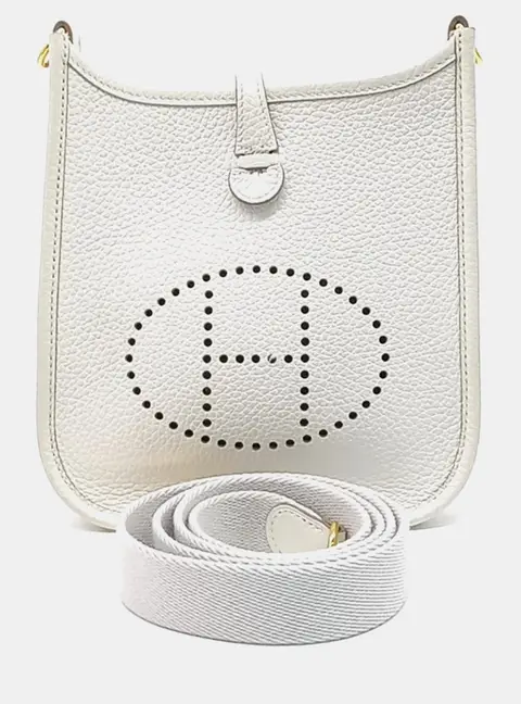 Hermes Evelyne 16 White Clemence Leather Shoulder Bag