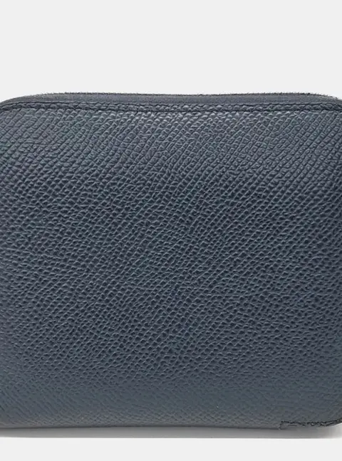 Hermes Silky Compact Wallet U Blue Epsom Leather Wallet