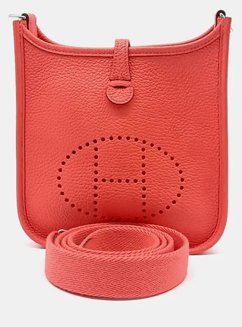 Hermes Evelyne 16 Rose Azalee Clemence Leather Crossbody Bag