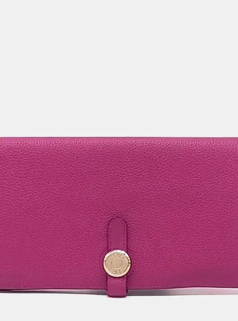 Hermes Dogon Long Purple Togo Calfskin Leather Wallet
