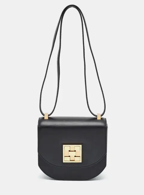 Herm&egrave;s Mosaique Au 24-17 Noir Swift Leather Crossbody Bag