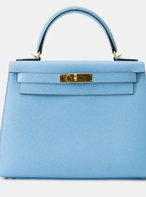 Hermes Kelly Sellier 28 Celeste Epsom Leather Top Handle Bag