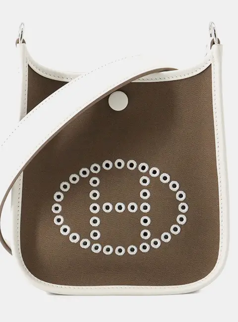 Hermes Neo Evelyne TPM Etoupe Gris Perle Dune Toile Officier Swift Leather Shoulder Bag