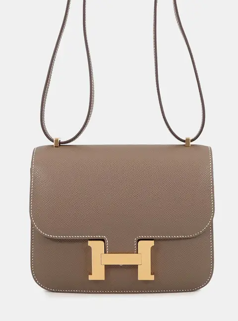 Hermes Constance Slim Miroir Mini Etoupe Epsom Leather Wallet Bag