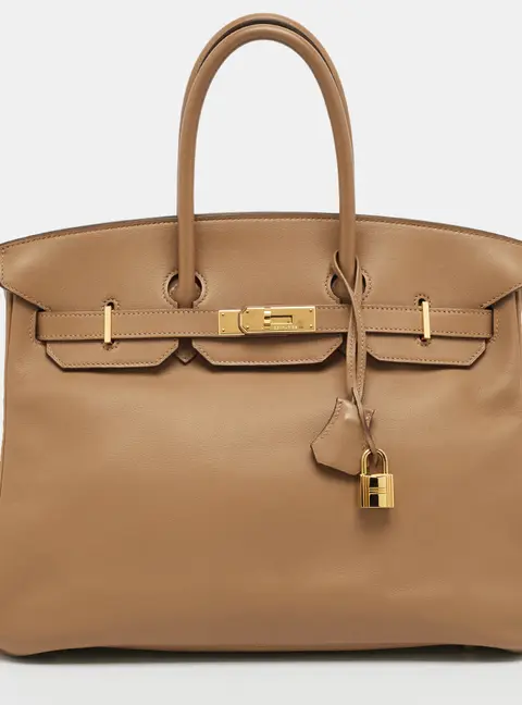 Hermes Birkin 35 Gold Finish Biscuit Swift Leather Tote