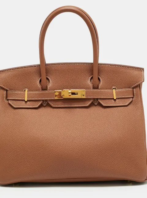 Hermes Birkin 30 Gold Finish Gold Togo Leather Tote