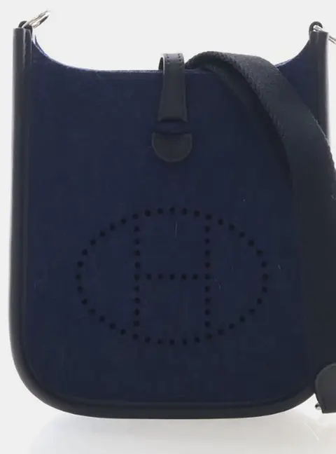 Hermes Evelyne TPM 16 Bleu Nuit Felt Shoulder Bag