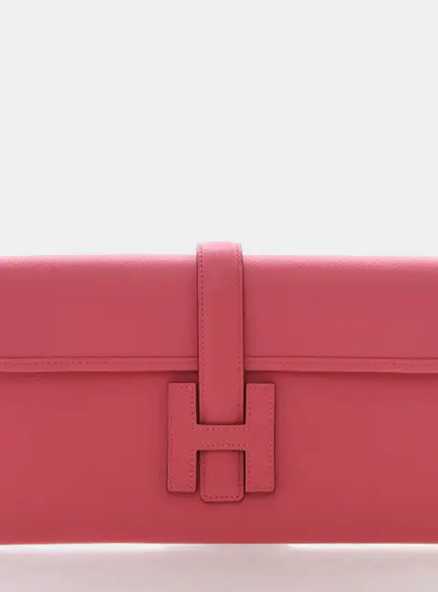Hermes Jige Elan 29 Rose Lipstick Evercolor Calfskin Leather Clutch Bag