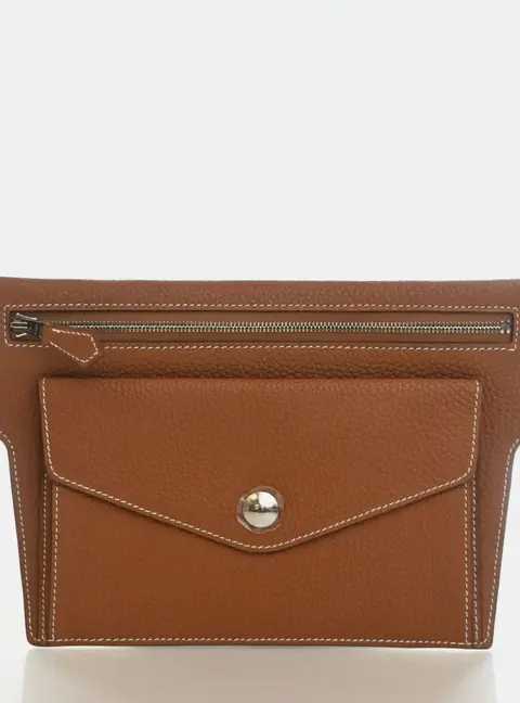Hermes Gold Clemence Calfskin Leather Waist Bag