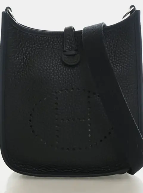 Hermes Evelyne TPM 16 Noir Clemence Calfskin Leather Shoulder Bag