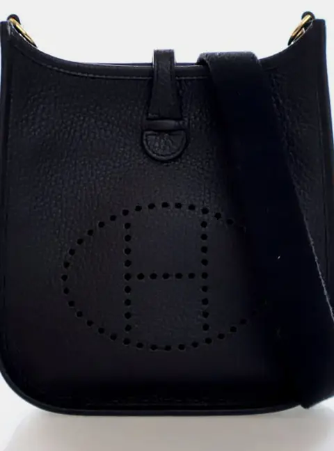 Hermes Evelyne TPM 16 Noir Clemence Calfskin Leather Shoulder Bag