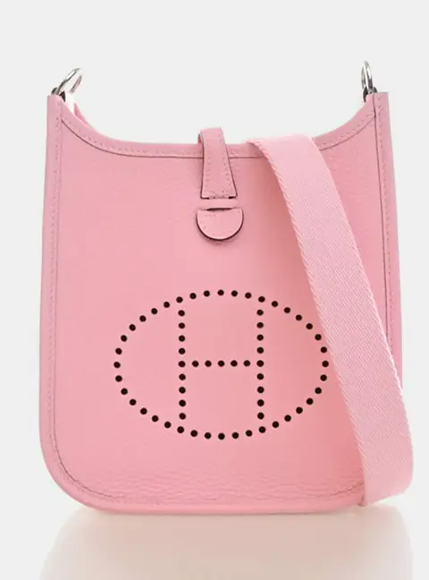 Hermes Evelyne TPM 16 Rose Sakura Clemence Leather Shoulder Bag