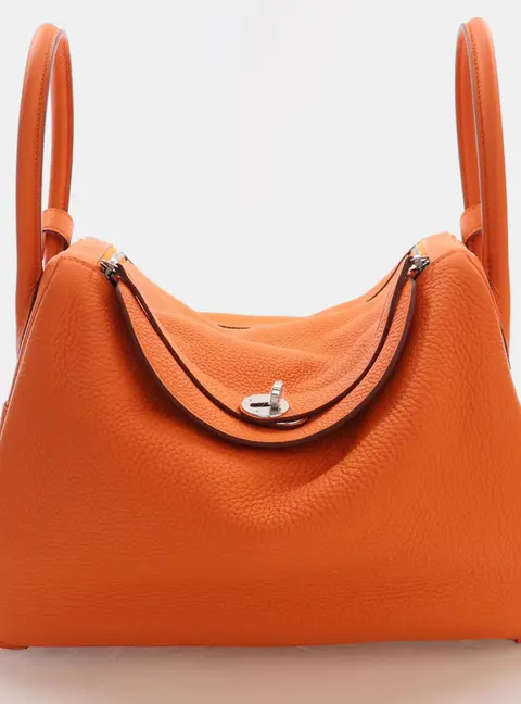 Hermes Lindy 34 Orange Clemence Calfskin Leather Shoulder Bag