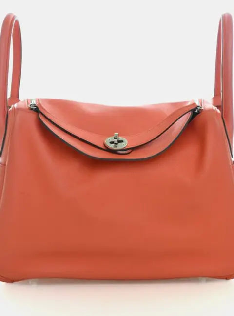 Hermes Lindy 30 Orange Poppy Evercolor Calfskin Leather Shoulder Bag