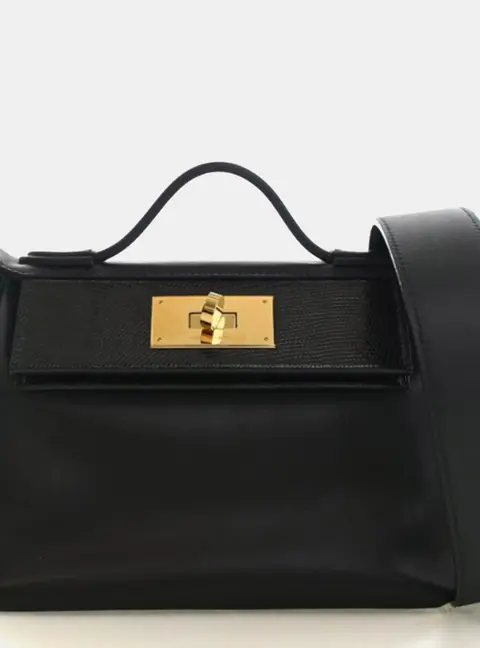 Hermes 24/24 21 Noir Swift Calfskin Leather Top Handle Bag