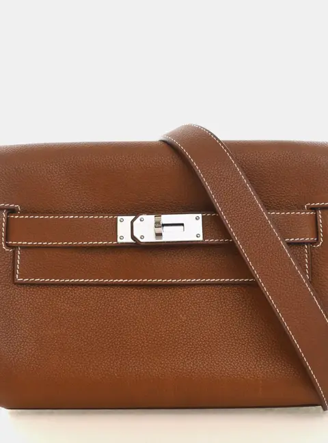 Hermes Kelly Messenger PM Gold Barenia Calfskin Leather Bag