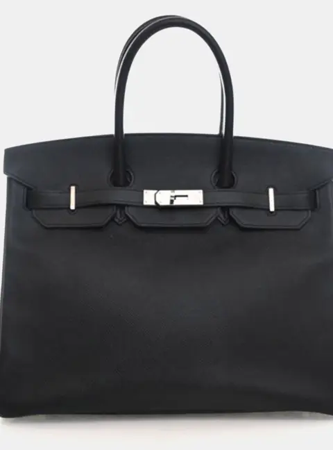 Hermes Birkin 35 Noir Epsom Calfskin Leather Top Handle Bag