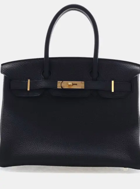 Hermes Birkin 30 Noir Togo Calfskin Leather Top Handle Bag