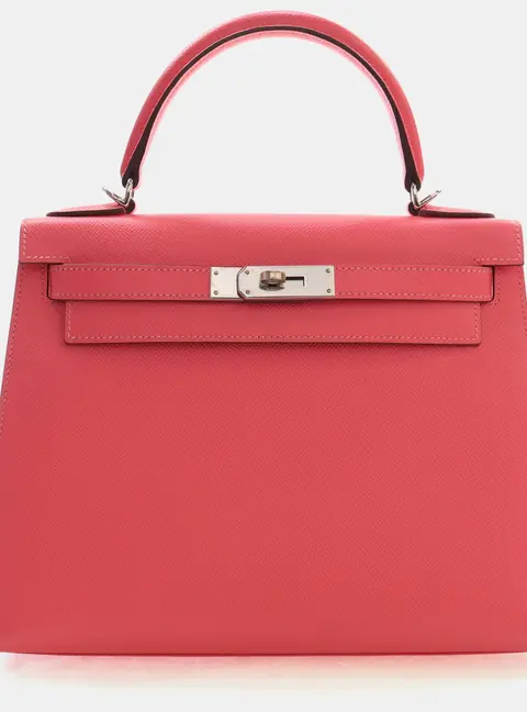 Hermes Kelly 28 Rose Epsom Calfskin Leather Top Handle Bag
