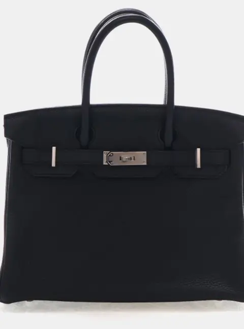 Hermes Birkin 30 Noir Togo Calfskin Leather Top Handle Bag