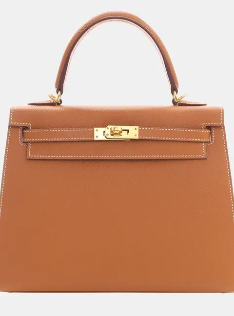 Hermes Kelly 25 Gold Epsom Calfskin Leather Top Handle Bag