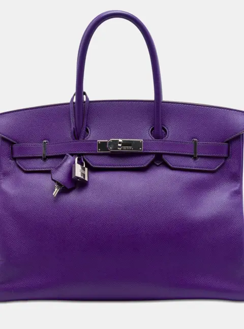 Hermes Birkin 35 Iris Epsom Palladium Hardware Top Handle Bag