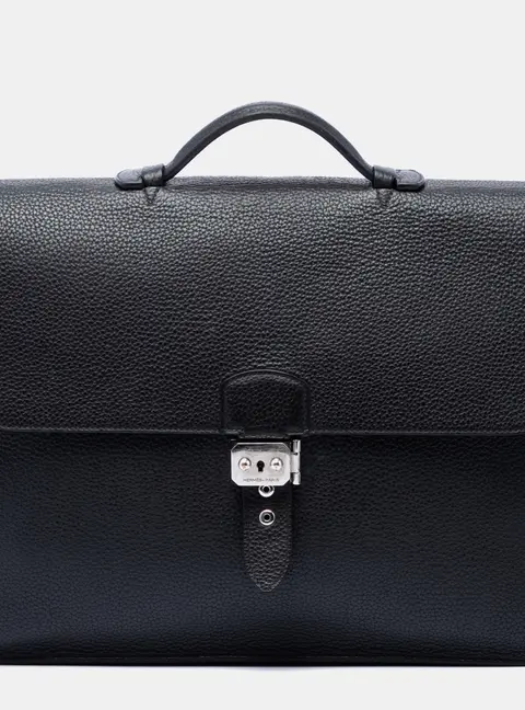 Hermes Sac a Depeches 41 Black Togo Calfskin Leather Briefcase Bag