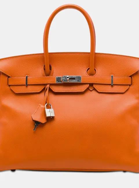 Hermes Birkin 35 Orange Epsom Top Handle Bag