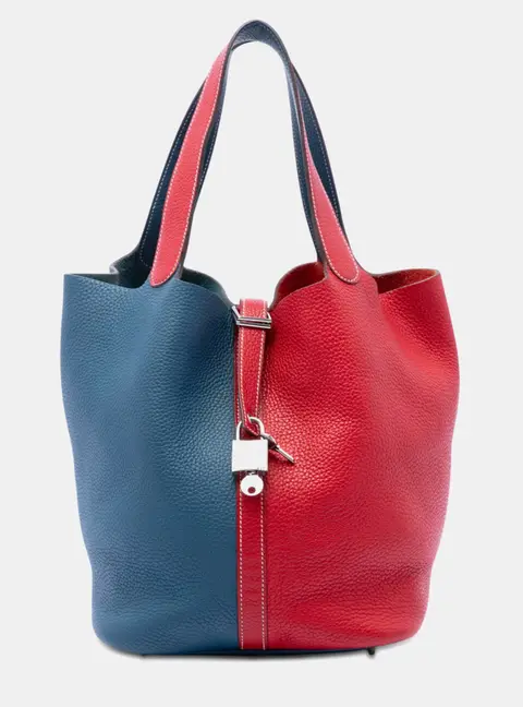 Hermes Picotin Lock 26 Bicolor Blue/Red Clemence Calfskin Leather Tote Bag