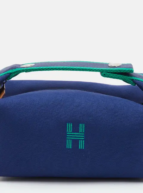 Herm&egrave;s Bride-a-Brac Small Marine Toile H Canvas Pouch