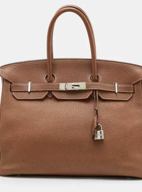 Hermes Birkin 35 Gold Taurillon Clemence Leather Palladium Finish Tote